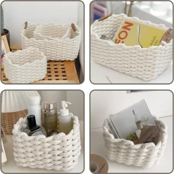SET 3 CESTINI INTRECCIATI IN CORDA CESTO PORTAOGGETTI ORGANIZZA DECORA CASA 10634