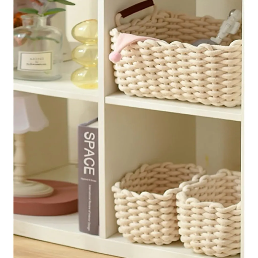 SET 3 CESTINI INTRECCIATI IN CORDA CESTO PORTAOGGETTI ORGANIZZA DECORA CASA 10634