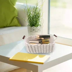 SET 3 CESTINI INTRECCIATI IN CORDA CESTO PORTAOGGETTI ORGANIZZA DECORA CASA 10634