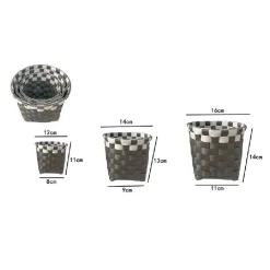 SET 3 CESTINI PORTA OGGETTI ORGANIZER TESSUTO BAGNO ROTONDI GRIGIO BIANCO 59075