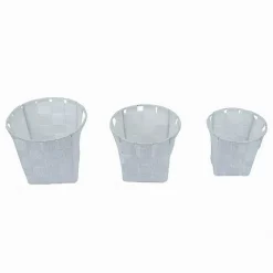 SET 3 CESTINI ROTONDI PORTAOGGETTI IN TESSUTO BIANCO PER BAGNO CASA CUCINA 79043