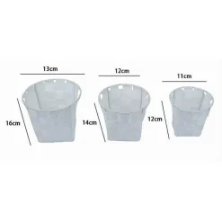 SET 3 CESTINI ROTONDI PORTAOGGETTI IN TESSUTO BIANCO PER BAGNO CASA CUCINA 79043