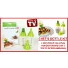 SET 2 CHEF'S BOTTLE CONTENITORI SILICONE 3 DECORI PENNELLO DECORARE DOLCI TORTE