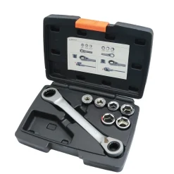 SET 7 CHIAVE A CRICCHETTO REVERSIBILE ESAGONALI 14-19MM 5 INNESTI 6-19MM
