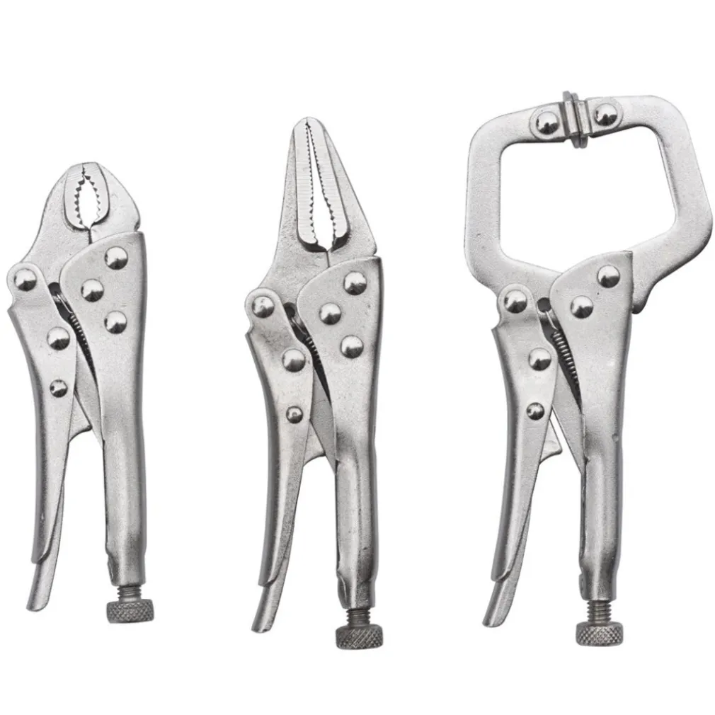 SET 3 CHIAVE PINZA PINZE SCATTO 4" 5" AUTOBLOCCANTE A PRESSIONE REGOLABILE