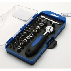 SET 38 CHIAVI A BUSSOLA CON CRICCHETTO INSERTI ASSORTITI KIT MULTI ATTREZZI PROF