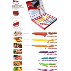 SET 7 COLTELLI DA CUCINA COLORATI CERAMICA PIU PELAPATATE ROYALTY LINE ACCIAIO