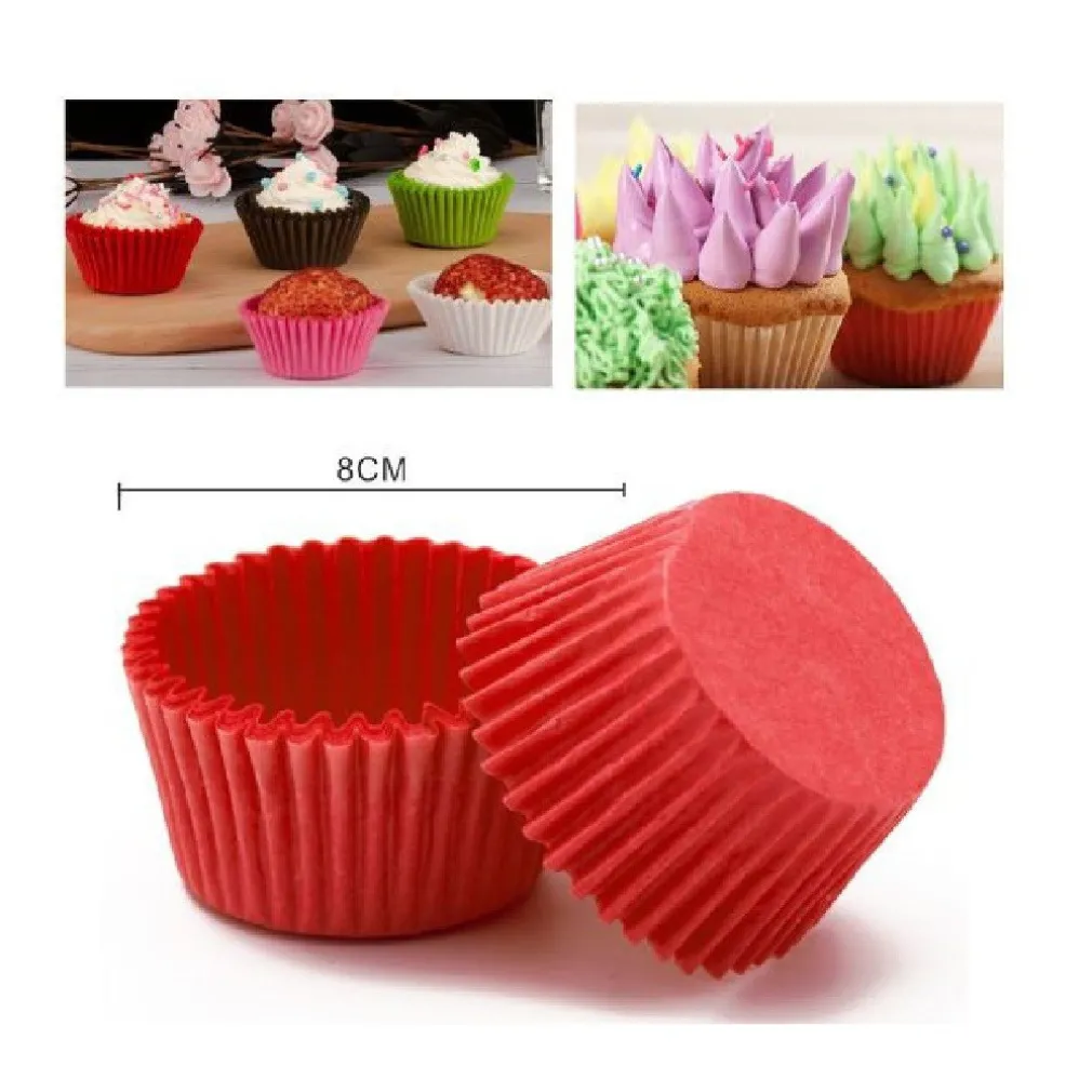 SET 2 CONFEZIONI 100 PIROTTINI CARTA 8CM ROSSI DOLCI CUPCAKE TORTINE MUFFIN 56122