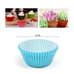SET 2 CONFEZIONI DA 100 PIROTTINI CARTA 8CM CELESTI CUPCAKE TORTINE MUFFIN 56134