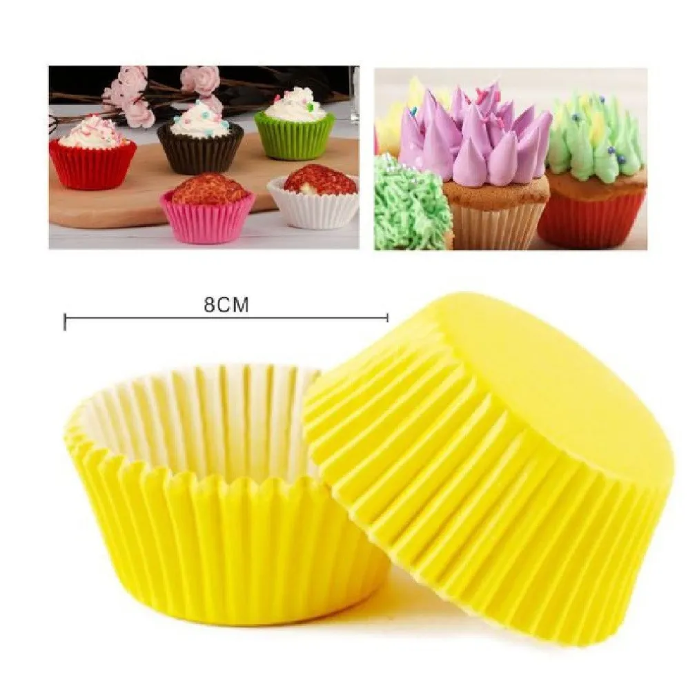 SET 2 CONFEZIONI DA 100 PIROTTINI CARTA 8 CM GIALLI CUPCAKE TORTINE MUFFIN 56142