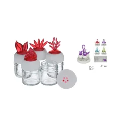 SET 5 CONTENITORI BARATTOLO NATURA 41cc DESIGN DOSATORE SALE PEPE SPEZIE VETRO