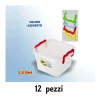 SET 12 CONTENITORI PLASTICA 1200ML CIBO ALIMENTI FRIGORIFERO QUADRATI MANICI