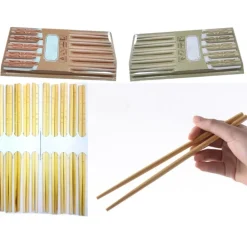 SET 10 COPPIE DI BACCHETTE LEGNO disegni BAMBOO GIAPPONESI CINESI SUSHI CIBO