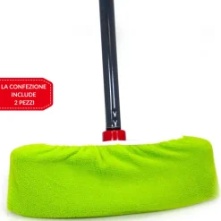 SET 2 COPRISCOPA IN MICROFIBRA PULIZIA CATTURA POLVERE PAVIMENTI SUPERFICI 31X11
