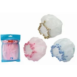 SET 2 CUFFIE CUFFIA PER DOCCIA BAGNO ELASTICO CON BORDINO PROTEGGE CAPELLI 79478