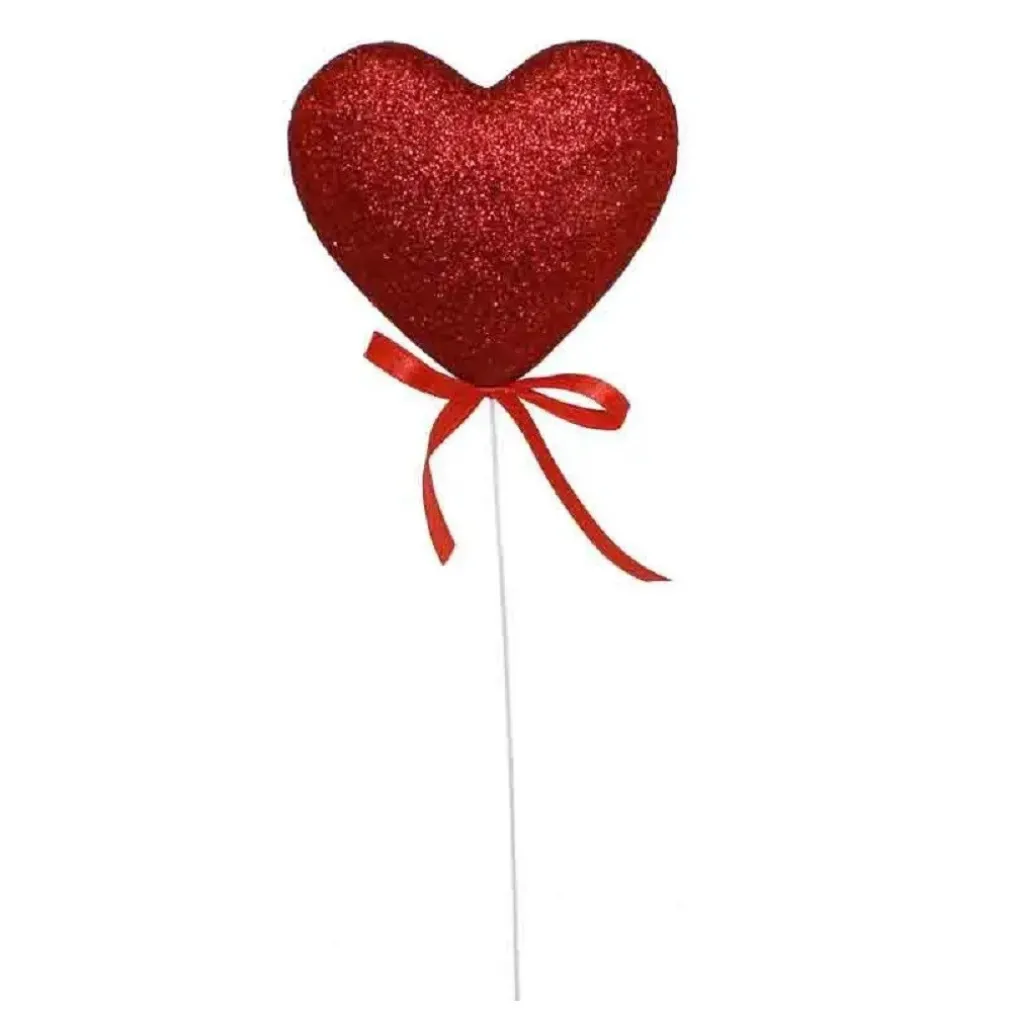 SET 8 CUORI GLITTERATI IN POLISTIROLO CON STAND SPILLONE 5CM SAN VALENTINO 68331