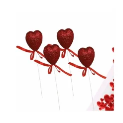 SET 8 CUORI GLITTERATI IN POLISTIROLO CON STAND SPILLONE 5CM SAN VALENTINO 68331