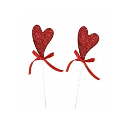 SET 4 CUORI GLITTERATI IN POLISTIROLO SPILLONE CON STAND 7CM SAN VALENTINO 68300