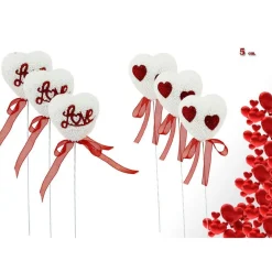 SET 3 CUORI POLISTIROLO 5 CM CON STAND PER SAN VALENTINO MODELLI ASSORTITI 69063