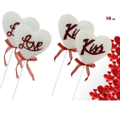 SET 2 CUORI POLISTIROLO STAND 69086 SCRITTE SAN VALENTINO MODELLI ASSORTITI 10CM