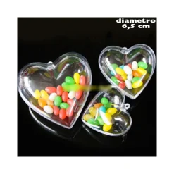 SET 3 CUORI TRASPARENTI APRIBILI DA RIEMPIRE DECORAZIONE NATALE 6,5 CM