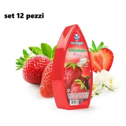 SET 12 DEODORANTI GEL PROFUMO AMBIENTE ASSORBI ODORI FRAGRANZA FRAGOLA