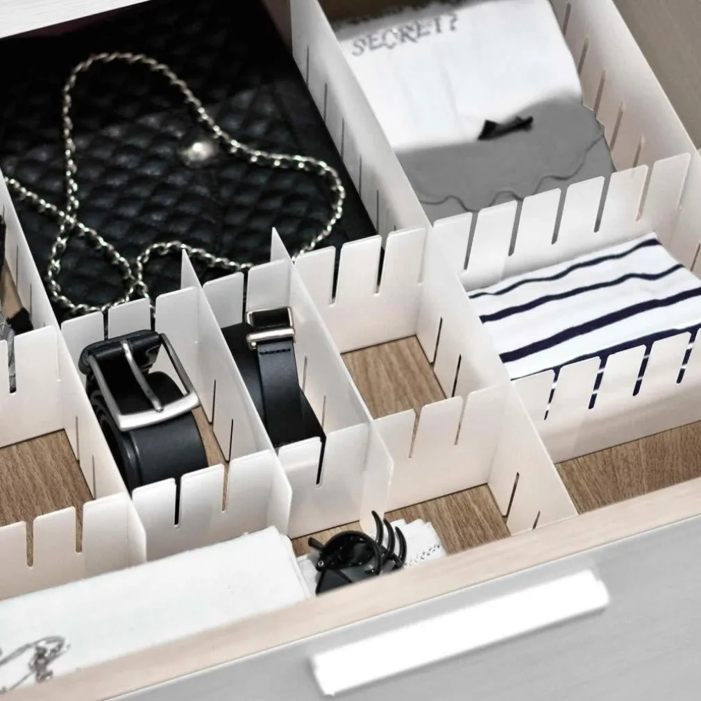 SET 2 DIVISORI 43x13 CM DIVISORIO CASSETTI IN PLASTICA ORGANIZZA DIVIDE ORDINE