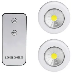 SET 2 FARETTI COB CONTROLLO REMOTO LUCE A LED LAMPADA ARMADIO CON TELECOMANDO