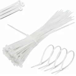 SET 100 FASCETTE PLASTICA PER CABLAGGIO 7,6 X 450MM STRINGI CAVO BIANCHE B4576