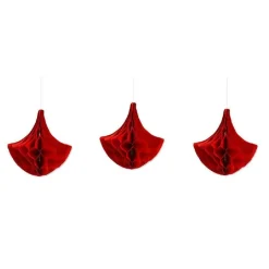 SET 3 FESTONI GOCCIA DECORATIVI ROSSI CARTA VELINA DECORAZIONI ADDOBBI FESTE