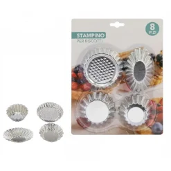SET 8 FORMINE PER BISCOTTI PIROTTINI STAMPI DOLCI CROSTATINE STAMPINI MISTI 74134