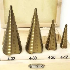 SET 4 FRESE CONICHE DA 4 A 32 MM FRESA CONICA A SCALINI PER TRAPANO ALLARGAFORI