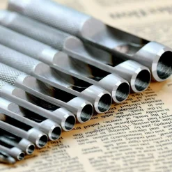 SET 12 FUSTELLE PUNZONI IN ACCIAIO PER CUOIO LAMIERE STOFFA PELLE LEGNO 3-19 MM