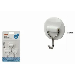 SET 3 GANCI APPENDINI ADESIVI PARETE CASA CUCINA BAGNO ATTACCAPANNI TONDI 79343
