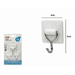 SET 3 GANCI APPENDINI ADESIVI PARETE CASA CUCINA BAGNO ATTACCAPANNI QUADRI 79342