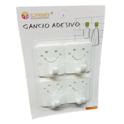 SET 4 GANCI APPENDINI DA PARETE ADESIVE CASA CUCINA BAGNO ATTACCAPANNI SMILE