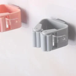 SET 2 GANCI PORTA SCOPA MOP SUPPORTO ADESIVO RESISTENTE APPENDINO BAGNO CUCINA
