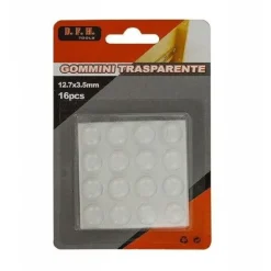 SET 16 GOMMINI ADESIVI PROTEZIONE PAVIMENTI TRASPARENTI ROTONDI 12.7X3.5MM 66096