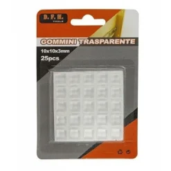 SET 25 GOMMINI ADESIVI PROTEZIONE PAVIMENTI TRASPARENTI QUADRATI 10X10X3MM 66091