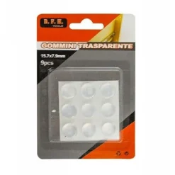 SET 9 GOMMINI ADESIVI PROTEZIONE PAVIMENTI TRASPARENTI ROTONDI 15.7X7.9MM 66099