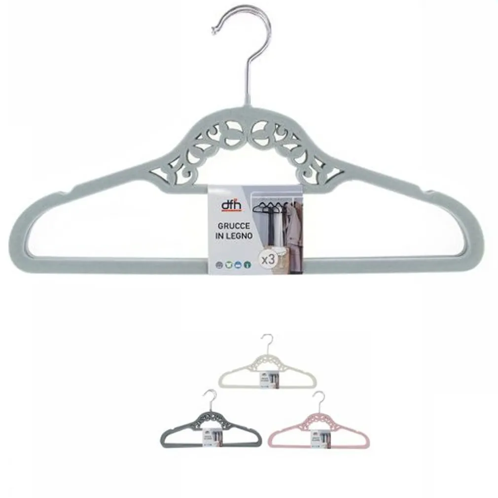 SET 3 GRUCCE LEGNO APPENDIABITI FASHION ELEGANTI COLORATE SHIRT CAMICIE GIACCHE