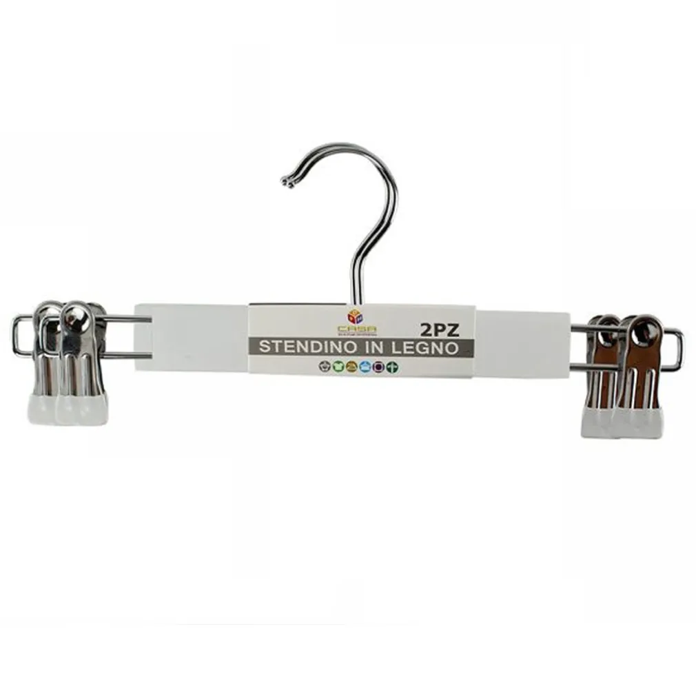 SET 2 GRUCCE PANTALONI IN LEGNO BIANCHE ARMADIO CLIP ANTISCIVOLO GONNE SHORTS