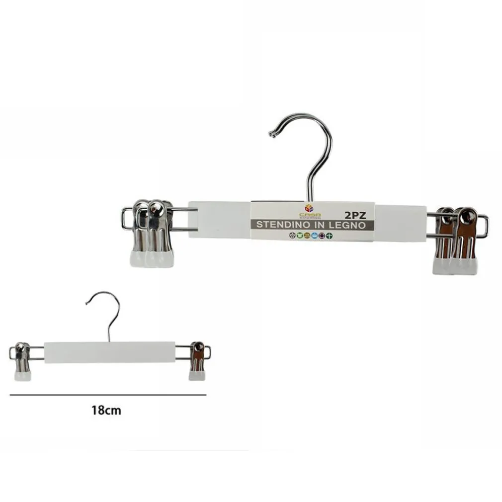 SET 2 GRUCCE PANTALONI IN LEGNO BIANCHE ARMADIO CLIP ANTISCIVOLO GONNE SHORTS