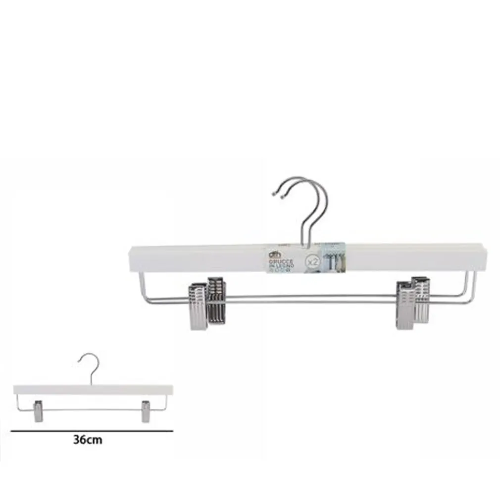 SET 2 GRUCCE PANTALONI IN LEGNO BIANCO ARMADIO CLIP ANTISCIVOLO GONNE SHORTS 36