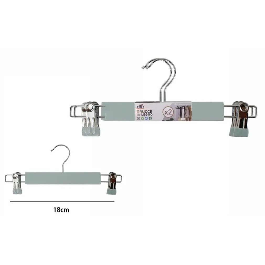 SET 2 GRUCCE PANTALONI IN LEGNO COLORATE ARMADIO CLIP ANTISCIVOLO GONNE SHORTS