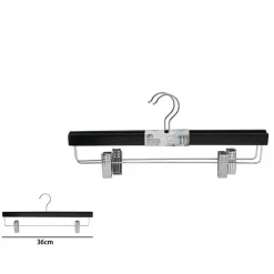 SET 2 GRUCCE PANTALONI IN LEGNO NERE ARMADIO CLIP ANTISCIVOLO GONNE SHORTS 36 CM