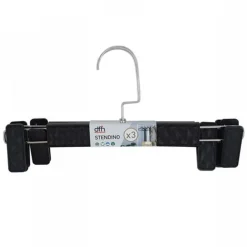 SET 3 GRUCCE PANTALONI PLASTICA NERE ARMADIO CLIP ANTISCIVOLO GONNE SHORTS TOP