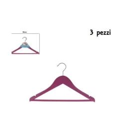 SET 3 GRUCCE STAMPELLE APPENDIABITO LEGNO ROSA VESTITI PANTALONI GIACCHE