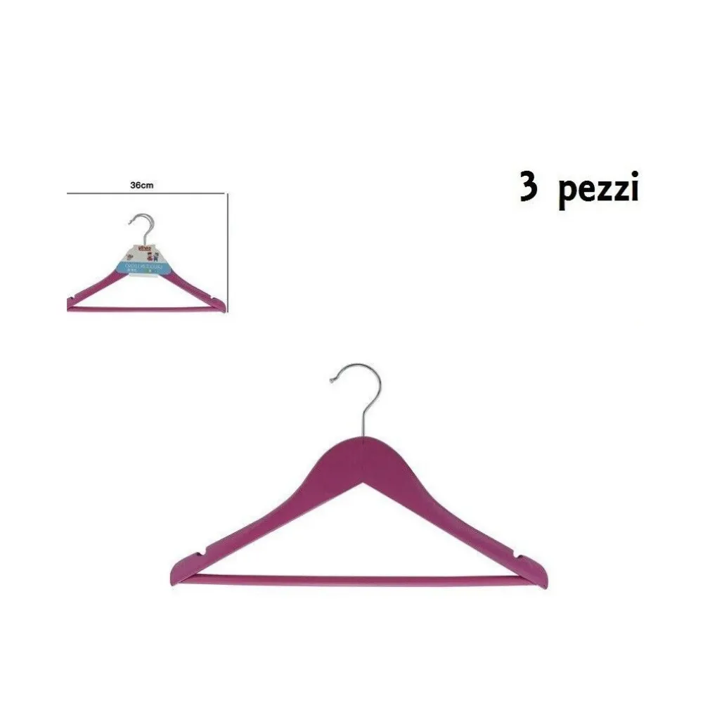 SET 3 GRUCCE STAMPELLE APPENDIABITO LEGNO ROSA VESTITI PANTALONI GIACCHE