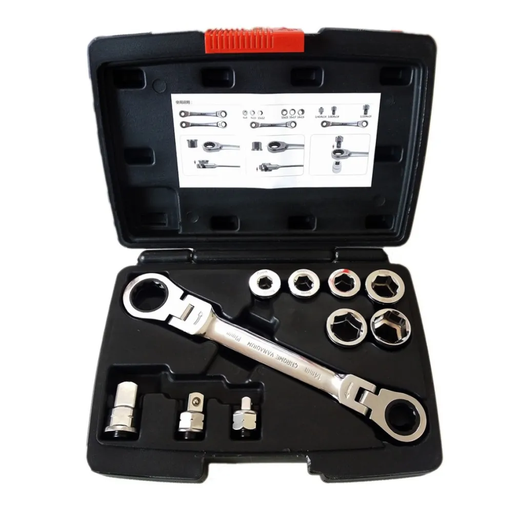 SET 15 IN 1 CHIAVE CRICCHETTO 14x19mm NON REVERSIBILE ADATTATORI INNESTI